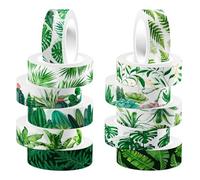 ktxaby 12 Rolls Greenery Washi Tape Set,Summer Tropical Leaves Masking Tape,Green Plants Cactus Succulents Decorative Tape Sticker for Scrapbook Journal DIY Craft Gift Wrapping (5m/roll)