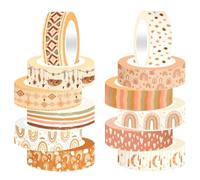 ktxaby 12 Rolls Washi Tape Set, Retro Boho Themed Masking Tapes,Doodle Hand-Drawn Decorative Adhesive Tapes for DIY Art Crafts Planners Scrapbook Journal Gift Wrapping