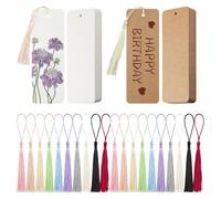 Ktxaby 120Pcs Blank Cardstock Bookmarks with 100 Pcs Colorful Tassels,Kraft Paper and White Cardstock Bookmarks for DIY Art Projects, School Supply, Gifts Tags 5 x14 cm(2 Style)