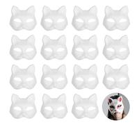 ktxaby 15PCS DIY Blank Cat Mask, Fox Cat White Paper Mask,Japanese Style Anime Half Face Cat Mask for DIY Painted Masks,Hand-painted Masks Suitable for Carnival, Masquerade, Halloween