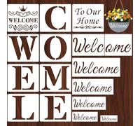 Ktxaby 15Pcs Large Welcome Stencils Letter Stencil for Painting,Reusable Welcome“ Alphabet Craft Templates for Wood Signs,Porch Decor,Wall Art,Doormats & Fabric Projects