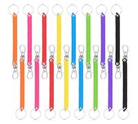 ktxaby 16Pcs Spiral Retractable Spring Coil Keychain,Colorful Coiled Lanyard with Keyring Lobster Clasp, Theftproof Anti-lost Stretch Cord Safety Key Ring for Keys Wallet Cellphone(8 Colors)