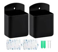 ktxaby 2 Pcs Remote Control Holder Wall Mount,Self Adhesive TV Controller Holder with Screws,Wall Pen Holder Storage Accessories for Home Office School (Black)