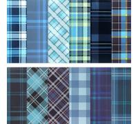 Ktxaby 24 Sheets Blue Plaid Pattern Scrapbook Paper Pad,12 Designs Cardstock Paper Pads for Scrapbooking Supplies Origami Card Making Photo Album(15 x 15 cm)