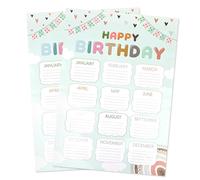 ktxaby 2pcs Happy Birthday Chart Poster,Reusable Birthday Poster,Boho Birthday Calendars Chart for Classroom Bulletin Board Chalkboard Wall Decorations(40x28.5cm)