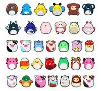 ktxaby 33pcs Shoe Charms for Kids Adults,Cute Shoes Accessories,Cartoon Aesthetic Deco Charms for Shoes,PVC Decorations for Slides Sandals Bracelet Wristband