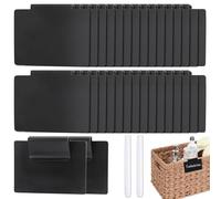 Ktxaby 34 Pcs Basket Labels Clip on Set, Include 32 Kitchen Clip Label Holder Removable Storage Bin Labels with 2 White Marker for Basket Storage Bins Organization Box Tags(Black)