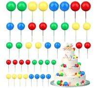 Ktxaby 40 Pack Mini Ball Cake Toppers in Multi Colours,az Foam Balloon Cupcake Decorations for Birthday Cakes,Wedding Desserts,Party Baking & DIY Cake Decorating