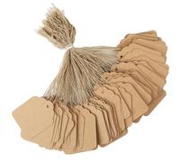 Ktxaby 500pcs Brown Price Tags with String Attached,Pre-Strung String Gift Tag Kraft Paper Hang Tags for Labeling