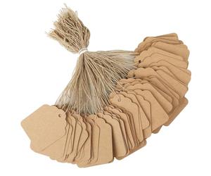 Ktxaby 500pcs Brown Price Tags with String Attached,Pre-Strung String Gift Tag Kraft Paper Hang Tags for Labeling