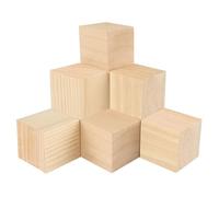 Ktxaby 6 Pcs Wood Blocks for Crafts,5cm Unfinished Wood Cubes, Natural Wooden Square Blocks,Unfinished Craft Wooden Squares for DIY Arts and Crafts Projects, Painting, Puzzle Making