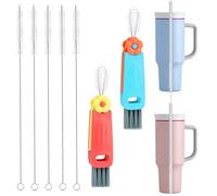 Ktxaby 7 Pcs Straw Cleaner Brush,Extra Long Straw Cleaner Brush Set for Tumbler, 3 in 1 Cup Lid Cleaning Brush Kit for Mugs, Multifunctional Water Bottle Brushes for Stanley Yeti Cleaning