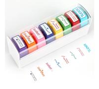 Ktxaby 8 Pcs Teacher Stamps for Classroom Grading,Teachers Self-Inking Stamps with Different Messages,Encouraging Signature Stamp for Homeschool & Teacher Supplies Comes with with Stamp Tray