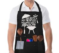 ktxaby Adjustable Bbq Aprons Adjustable Kitchen Apron with 3 Pockets Cotton Cooking Grill Chef Apron Gardening Baking Apron Funny Cooking Aprons for Dad Father Son Husband