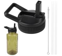 Ktxaby Black Straw Lid Set for Nalgene Wide Mouth Water Bottles 32 OZ,Replacement Straw Lid Compatible with Nalgene 32 OZ Bottles,Top Lid With Straws and Straw Brush