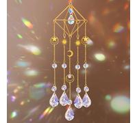 Ktxaby Crystal Prism Suncatcher,Clear Four-Faceted Hanging Window Ornament,Handmade Gold Plated Suncatchers Rainbow Maker for Home & Garden Decor