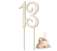 Ktxaby Number 13 Gold Birthday Cake Topper,Alloy Crystal Rhinestones Cake Decoration for 13th Birthday or 13th Anniversary Party