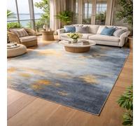 KTYUTJDH Area Rug,Abstract Beige, Blue, Mustard, Rectangular 130 x 200 cm, Washable Rugs Living Room Bedroom Carpet Floor protection Home Decor