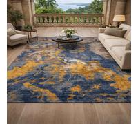 KTYUTJDH Area Rug,Abstract Blue, Mustard, Beige, Gray, Rectangular 130 x 200 cm, Washable Rugs Living Room Bedroom Carpet Floor protection Home Decor