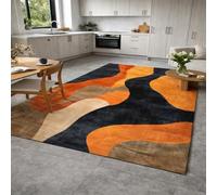 KTYUTJDH Area Rug,Abstract Modern Black, Orange, Red, Beige, Brown, Rectangular 200 x 250 cm, Large Rugs Living Room Lounge Bedroom Washable Carpet Anti Slip Mat