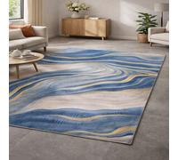 KTYUTJDH Area Rug,Abstract Modern Blue, Mustard, Beige, Rectangular 130 x 200 cm, Washable Rugs Living Room Bedroom Carpet Floor protection Home Decor