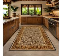 KTYUTJDH Area Rug,Black orange beige leopard print modern border design, Rectangular 180 x 250 cm, Large Rugs Home Office Art Decor Living Room Contemporary Lounge Carpet