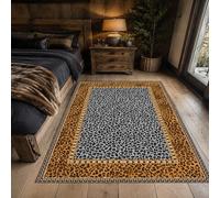 KTYUTJDH Area Rug,Black Orange Grey Leopard Print Modern, Rectangular 180 x 250 cm, Large Rugs Home Office Art Decor Living Room Contemporary Lounge Carpet