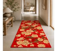 KTYUTJDH Area Rug,Floral Red, Beige, Brown, Rectangular 130 x 200 cm, Washable Rugs Living Room Bedroom Carpet Floor protection Home Decor