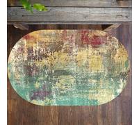KTYUTJDH Area Rug,Green Yellow Red Brown Abstract Modern,Colourful,Oval 80 x 150 cm Small Rugs for Doormat Entrance Carpet Farmhouse Bedroom Decorations