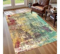 KTYUTJDH Area Rug,Green Yellow Red Brown Abstract Modern,Colourful,Rectangular 200 x 290 cm Very Large Rugs Living Room Bedroom Home Decor Washable Carpets Lounge
