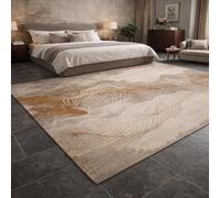 KTYUTJDH Area Rug,Modern Abstract Beige, Brown, Gray, White, Rectangular 200 x 250 cm, Large Rugs Living Room Lounge Bedroom Washable Carpet Anti Slip Mat