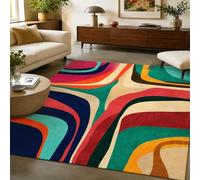 KTYUTJDH Area Rug,Modern Abstract Green, Blue, Red, Orange, Yellow, Beige, Rectangular 100 x 180 cm, Low Pile Rugs Living Room Sofa Dining Room Table Kitchen Bedroom Carpet Mat