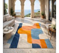 KTYUTJDH Area Rug,Modern, Geometric, Abstract Blue, Orange, White, Red, Rectangular 130 x 200 cm, Washable Rugs Living Room Bedroom Carpet Floor protection Home Decor