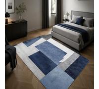 KTYUTJDH Area Rug,Modern Geometric Blue, Gray, White, Rectangular 180 x 240 cm, Large Soft Rugs Art Deco Home Office Living Dining Room Bedroom Carpets