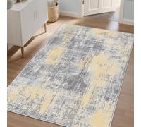 KTYUTJDH Area Rug,Modern Neutral Grey Black White Cream Ochre-Yellow Abstract,Multicolour,Rectangular 80 x 120 cm, Carpet Runner for Hallways Indoor Entrance Kitchen Mats Non Slip Washable