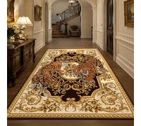 KTYUTJDH Area Rug,Oriental Vintage Floral Yellow, Orange Tiger Animal Print, Rectangular 180 x 250 cm, Large Rugs Home Office Art Decor Living Room Contemporary Lounge Carpet