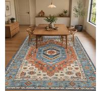 KTYUTJDH Area Rug,Oriental Vintage Geometric Blue, Red, Beige, Brown, Rectangular 180 x 240 cm, Large Soft Rugs Art Deco Home Office Living Dining Room Bedroom Carpets