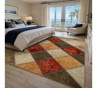 KTYUTJDH Area Rug,Vintage Oriental Vintage Floral Red Beige Brown Orange, Rectangular 180 x 250 cm, Large Rugs Home Office Art Decor Living Room Contemporary Lounge Carpet