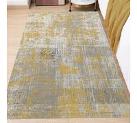 KTYUTJDH Area Rug,Yellow Neutral-Colour Grey White Abstract Distressed Modern,Mustard,Rectangular 200 x 250 cm Large Rugs Home Office Art Decor Living Room Modern Contemporary Lounge