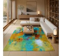 KTYUTJDH Large Rug, Rectangular 180 x 240 cm,Abstract Blue Yellow Orange White Green, Rugs for Living Room Art Deco Home Office Dining Room Bedroom Carpets