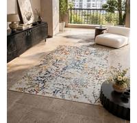 KTYUTJDH Large Rug, Rectangular 180 x 240 cm,Abstract Floral White Blue Orange Yellow Black, Rugs for Living Room Art Deco Home Office Dining Room Bedroom Carpets