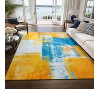 KTYUTJDH Large Rug, Rectangular 180 x 240 cm,Abstract Geometric Modern Orange Yellow Blue White, Rugs for Living Room Art Deco Home Office Dining Room Bedroom Carpets