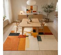 KTYUTJDH Large Rug, Rectangular 180 x 240 cm,Abstract Geometric Orange Beige White Black Red Gray, Rugs for Living Room Art Deco Home Office Dining Room Bedroom Carpets