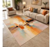 KTYUTJDH Large Rug, Rectangular 180 x 240 cm,Abstract Modern Orange Yellow Beige Black Blue, Rugs for Living Room Art Deco Home Office Dining Room Bedroom Carpets