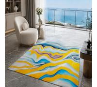 KTYUTJDH Large Rug, Rectangular 180 x 240 cm,Abstract Modern Yellow Blue Purple White Gray, Rugs for Living Room Art Deco Home Office Dining Room Bedroom Carpets