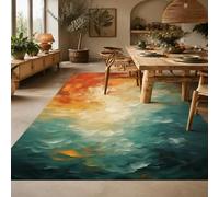 KTYUTJDH Large Rug, Rectangular 180 x 240 cm,Abstract Orange Yellow Blue White, Rugs for Living Room Art Deco Home Office Dining Room Bedroom Carpets