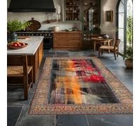 KTYUTJDH Large Rug, Rectangular 180 x 240 cm,Abstract Vintage Red Orange Yellow Black Gray Beige Blue, Rugs for Living Room Art Deco Home Office Dining Room Bedroom Carpets
