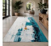 KTYUTJDH Large Rug, Rectangular 180 x 240 cm,Abstract White Blue Black Orange, Rugs for Living Room Art Deco Home Office Dining Room Bedroom Carpets