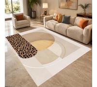 KTYUTJDH Large Rug, Rectangular 180 x 240 cm,Black Brown Leopard Print Modern Yellow Beige Geometric Patterns, Rugs for Living Room Art Deco Home Office Dining Room Bedroom Carpets