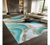 KTYUTJDH Large Rug, Rectangular 180 x 240 cm,Modern Abstract Blue White Gray Yellow, Rugs for Living Room Art Deco Home Office Dining Room Bedroom Carpets